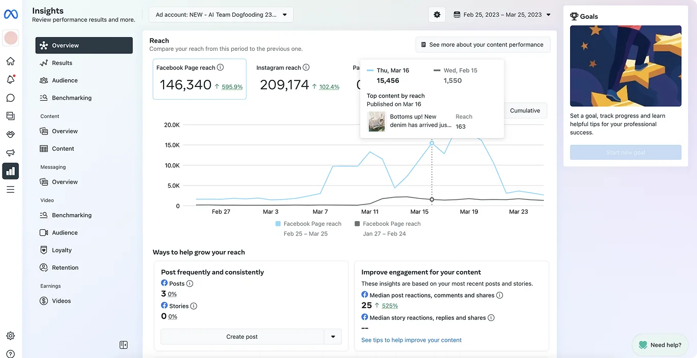 Meta Insights tab