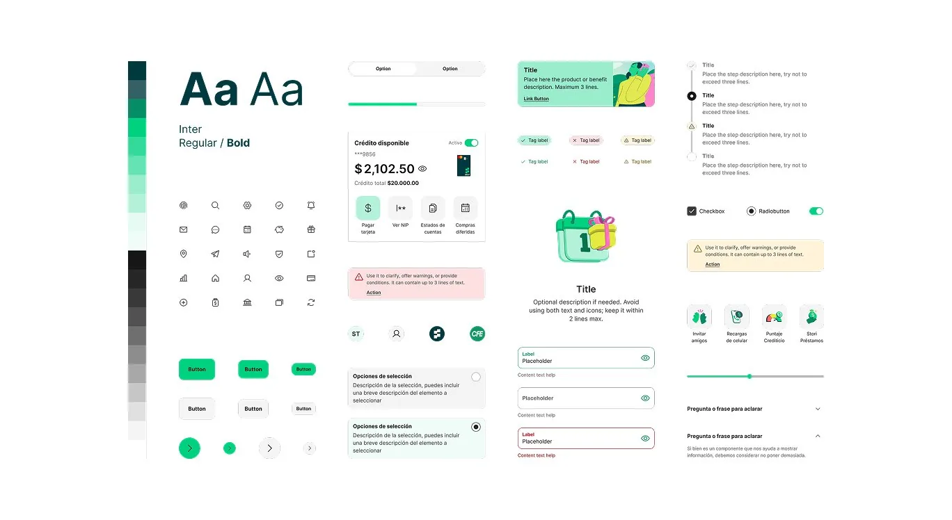 Design system type, icon, and component grid